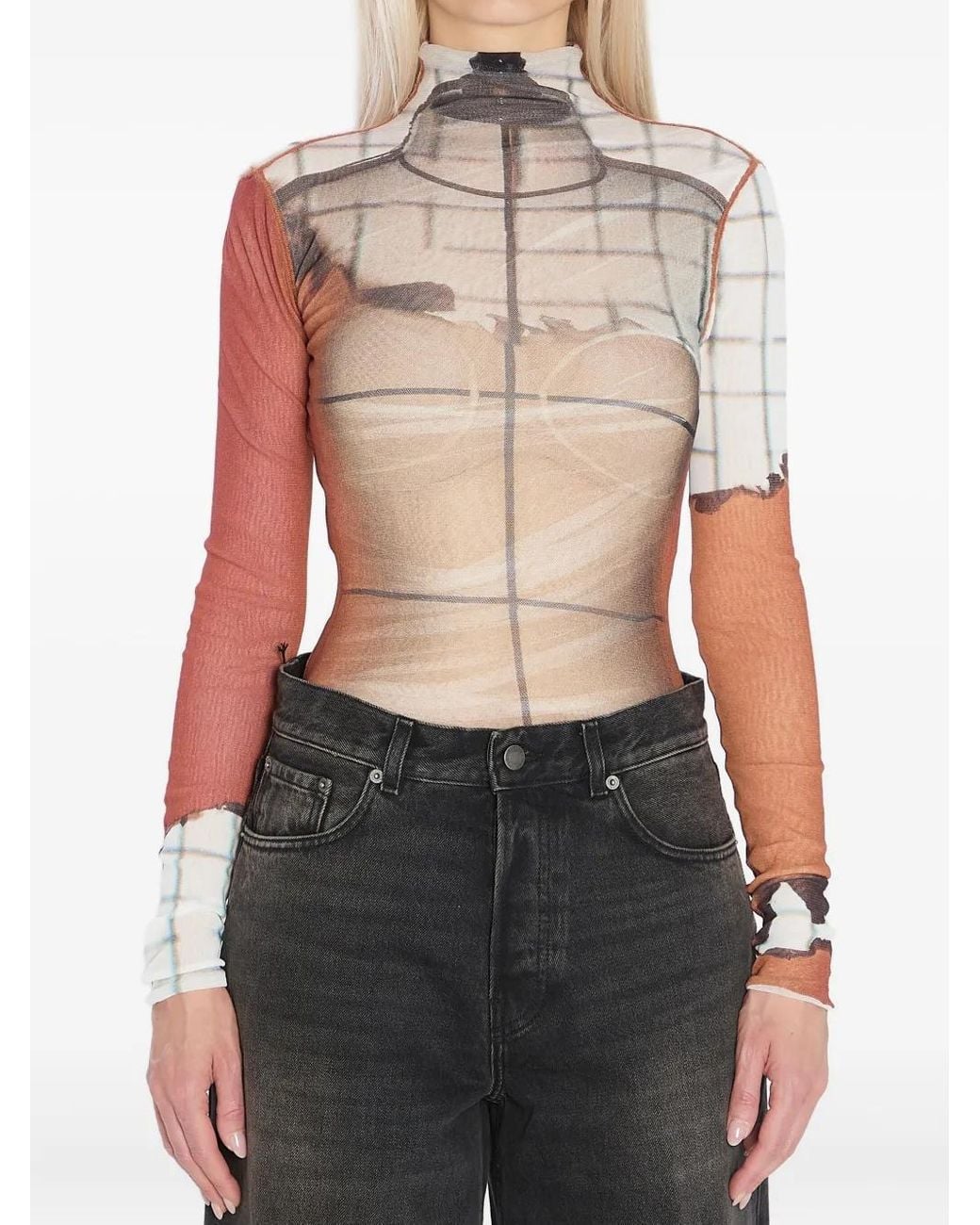 Jean Paul Gaultier White The Fire' Bodysuit
