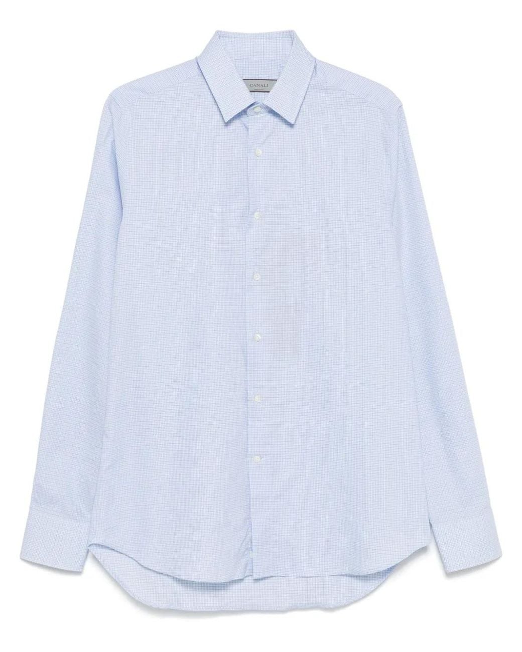 Canali White Grid-Pattern Shirt for men