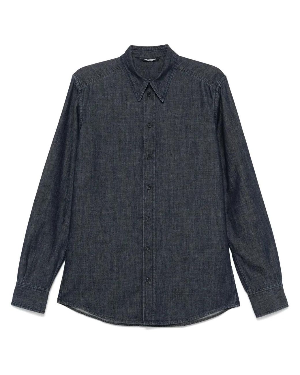 Dolce & Gabbana Blue Logo-Patch Shirt for men