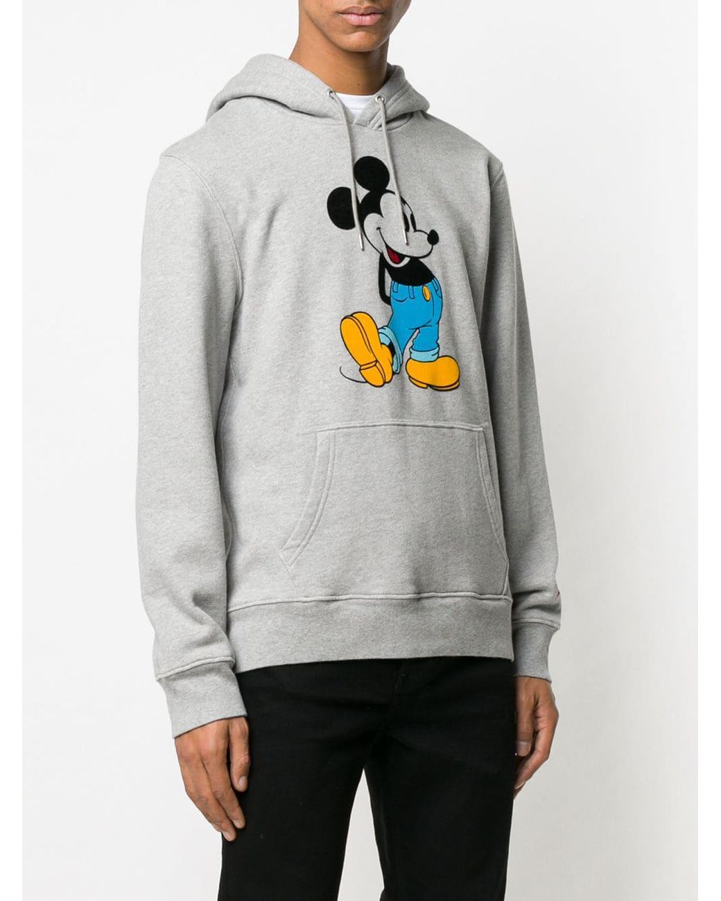 Denim Mickey Mouse Frill Hoodie in Grey 