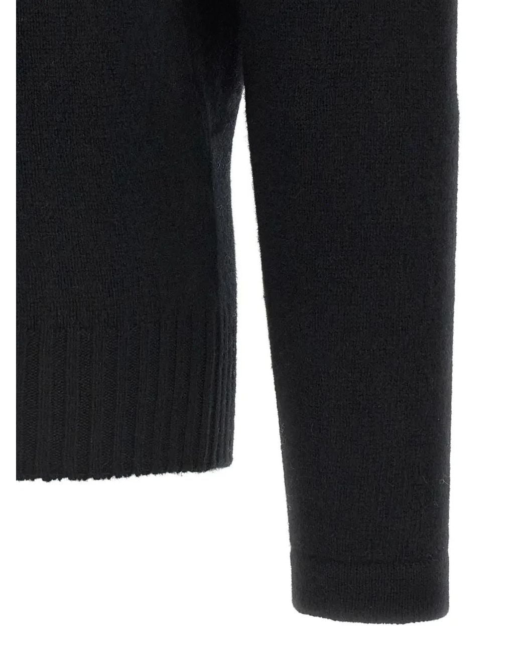Alberta Ferretti Black Bow-Detail Frayed-Hem Sweater