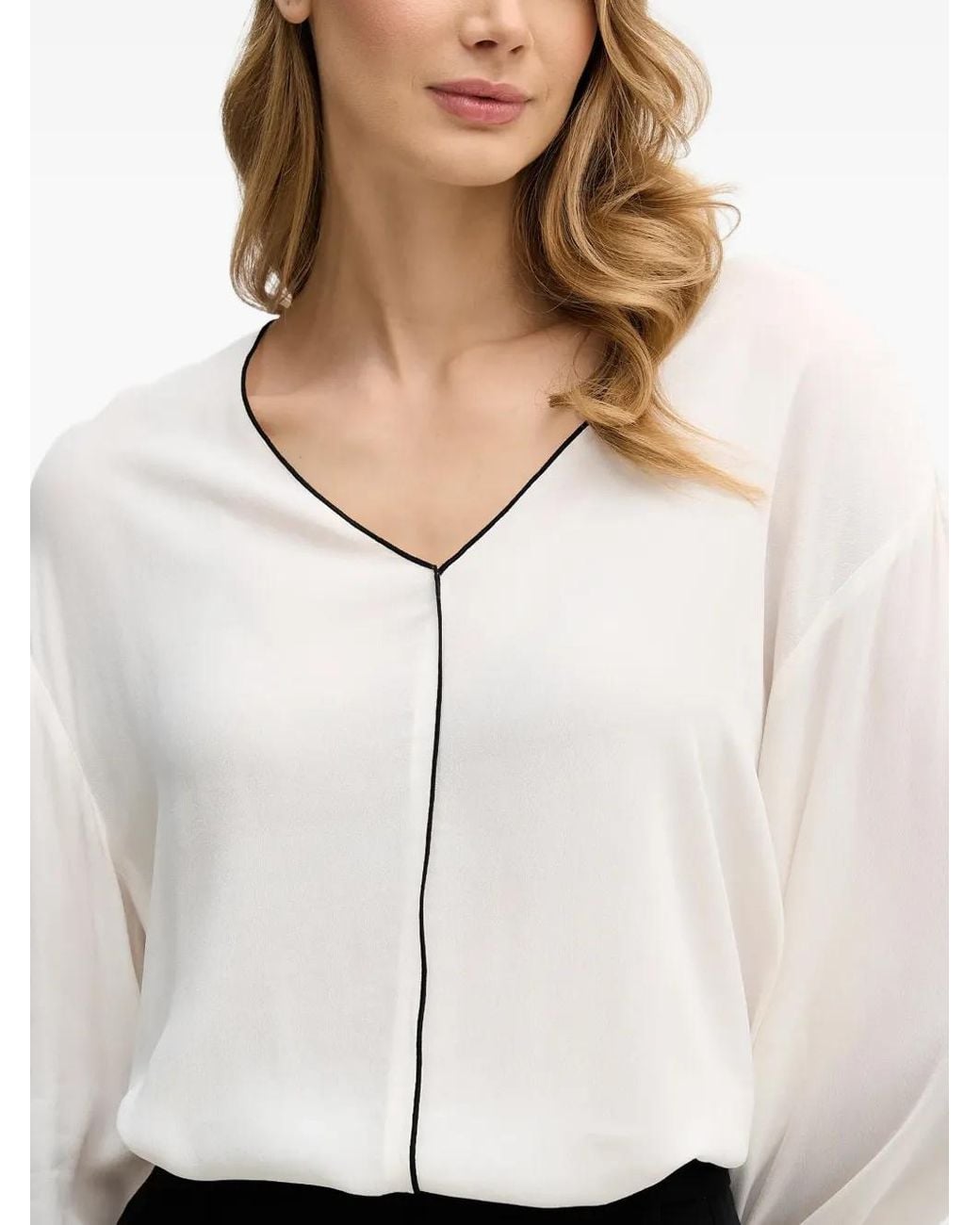 Sisley White V-Neck Blouse
