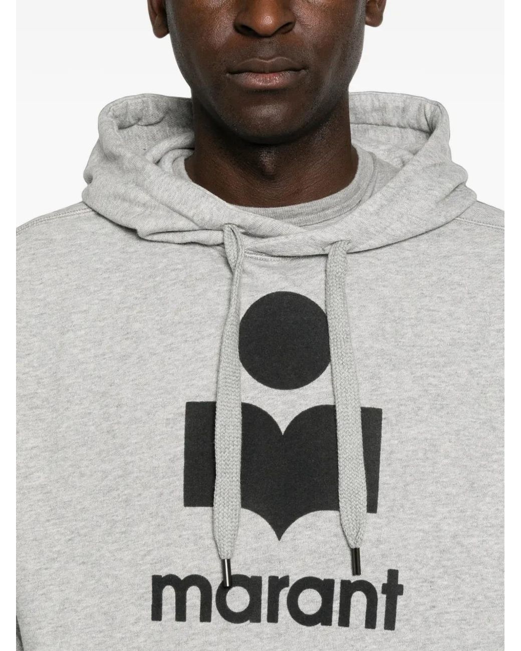 Isabel Marant Gray Miley Logo-Print Drawstring Hoodie for men