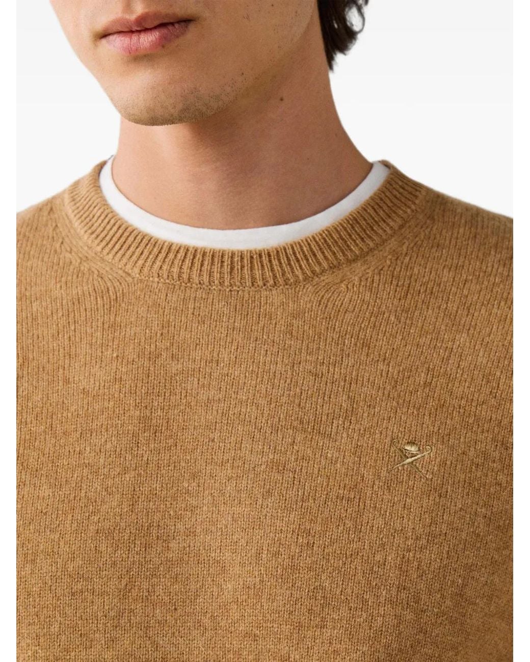 Hackett Natural Lambswool Crew-Neck Knit for men