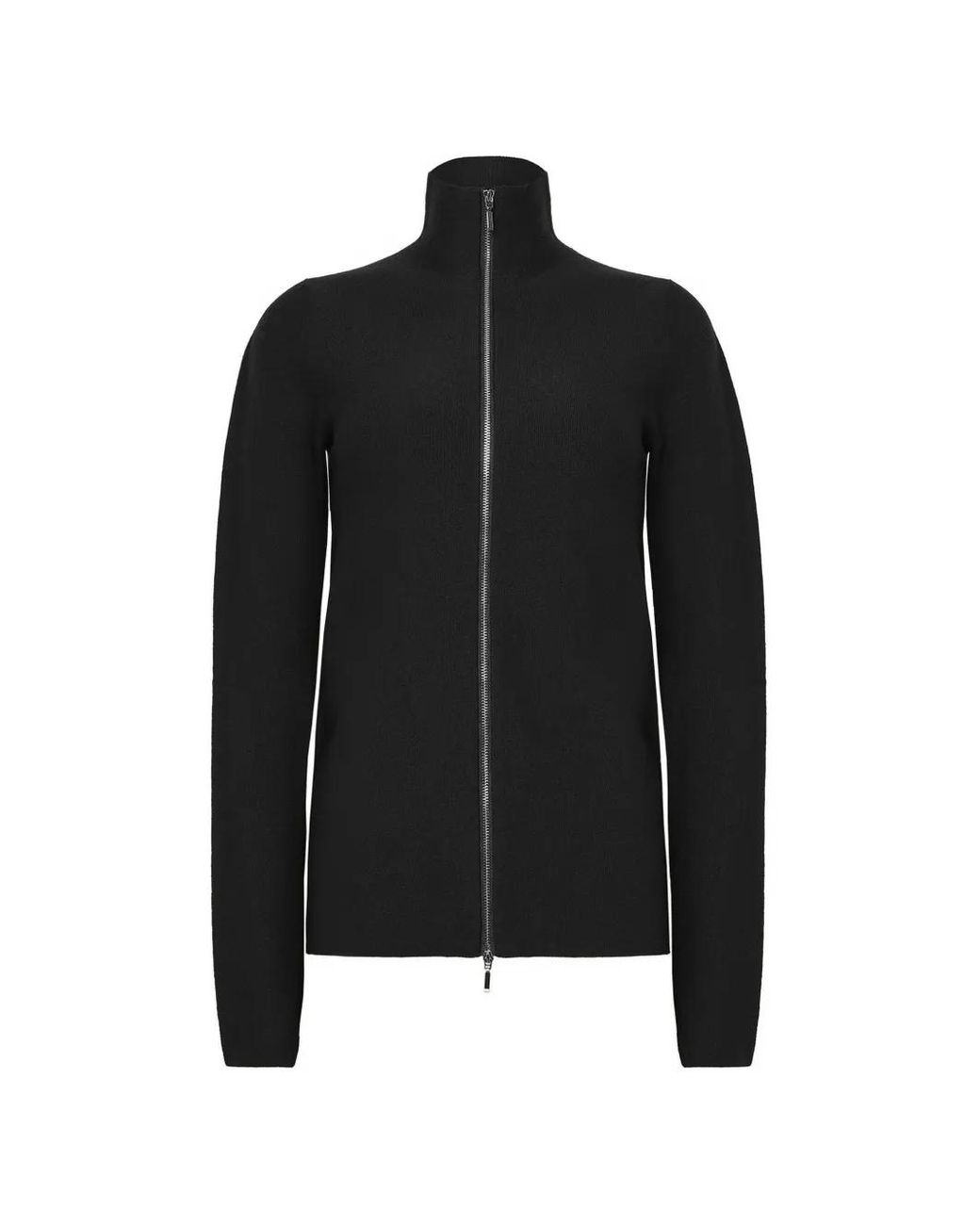 Wolford Black Funnel-Neck Zip-Up Sweater