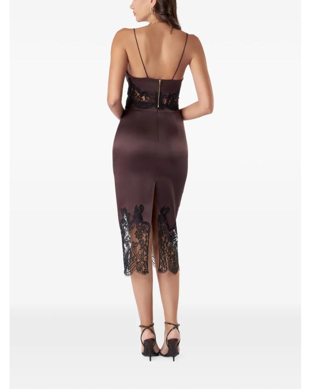 Il Volo Purple Lace-Trim Silk Bustier Top
