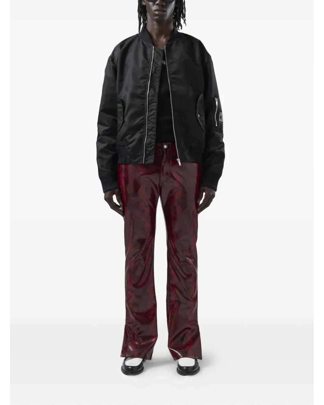 Gcds Black Logo-Patch Bomber Jacket for men