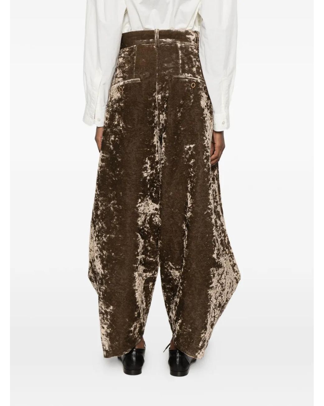 Uma Wang Green Lassie Velvet-Effect Wide-Leg Trousers