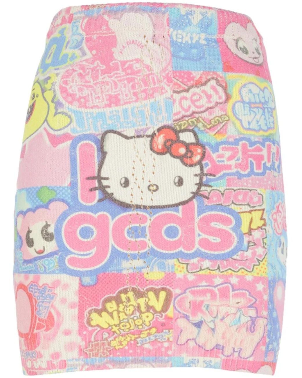 Gcds Pink Hello Kitty Knit Mini Skirt