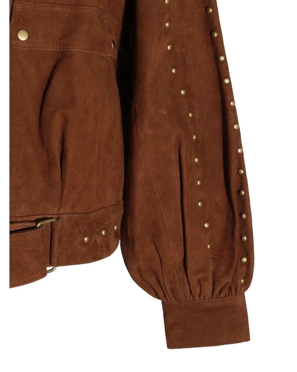 Farm Rio Brown Stud-Embellished Suede Jacket