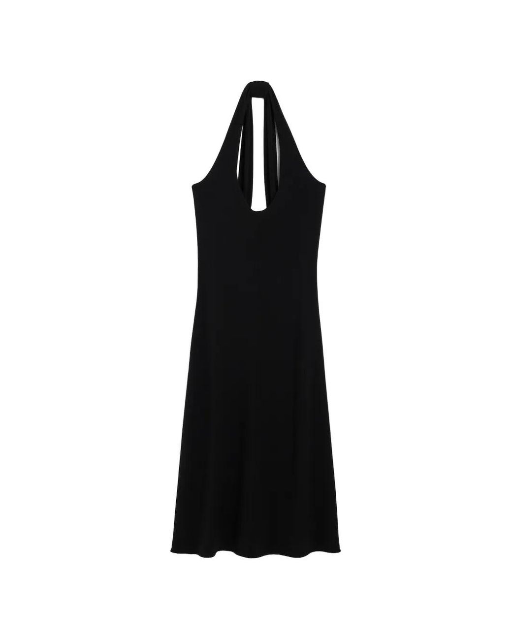 AMI Black Jersey Halter Midi Dress