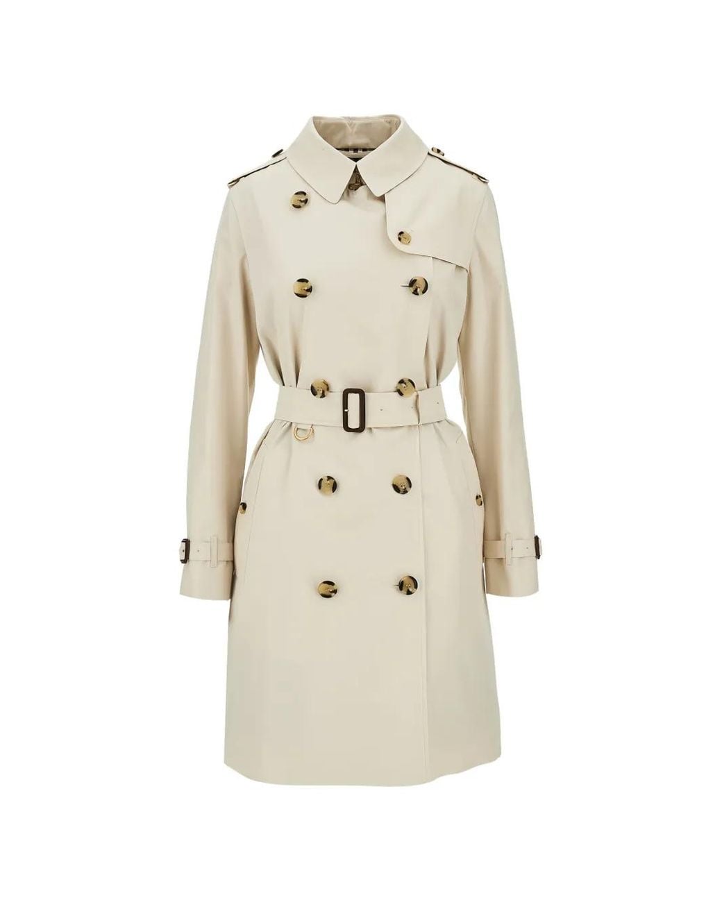 Burberry White Double-Breasted Kensington Trench Coat