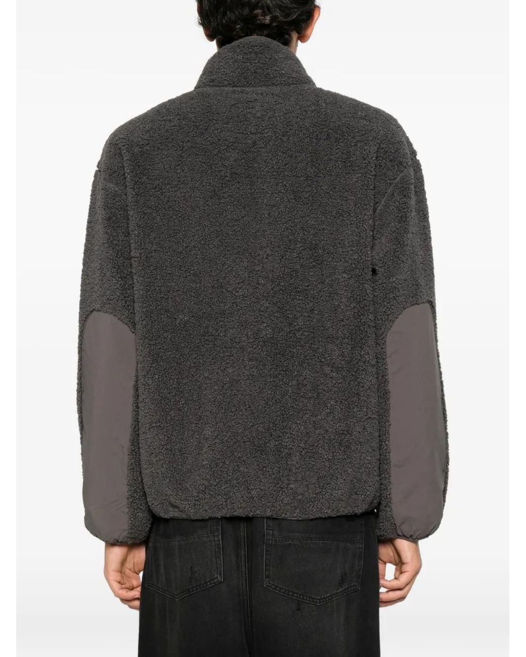Maison Kitsuné Black Fleece-Texture Panelled Jacket for men