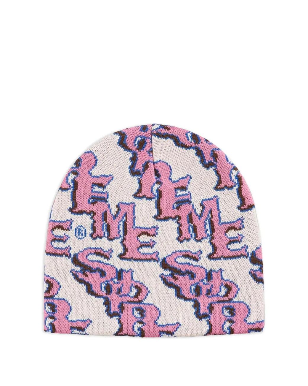 Supreme Purple Slanted Gothic Monogram-Pattern Beanie Hat for men