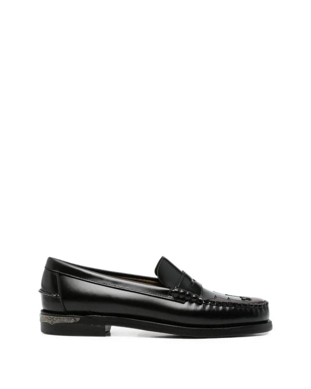 Sebago Black Engraved-Plaque Penny Loafers for men