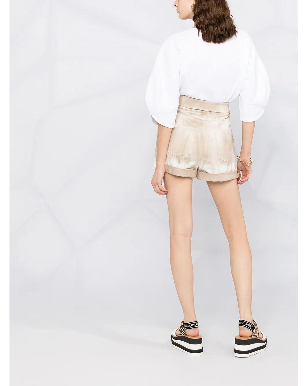 Stella McCartney White Shorts Beige