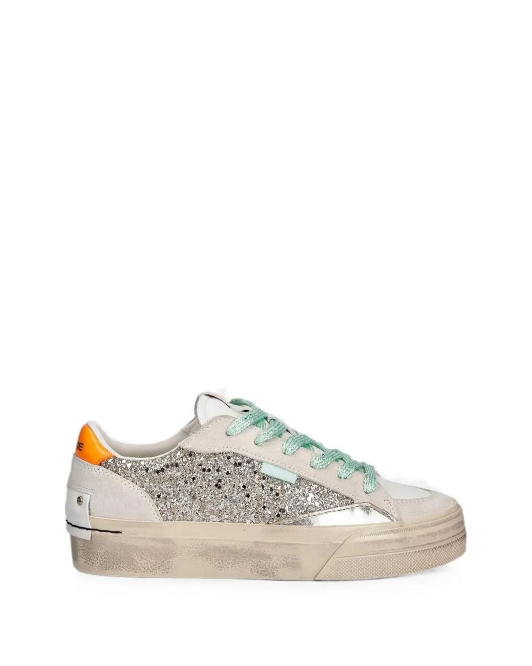Crime London White Soho Glitter-Detail Panelled Sneakers