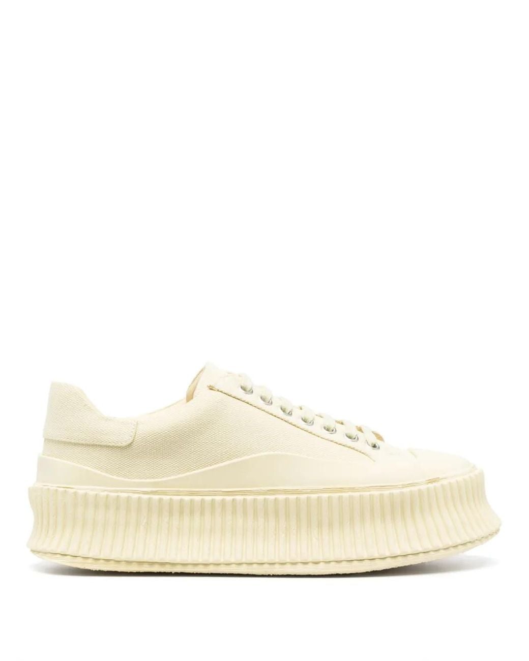 Jil Sander Natural Lace-Up Panelled Sneakers