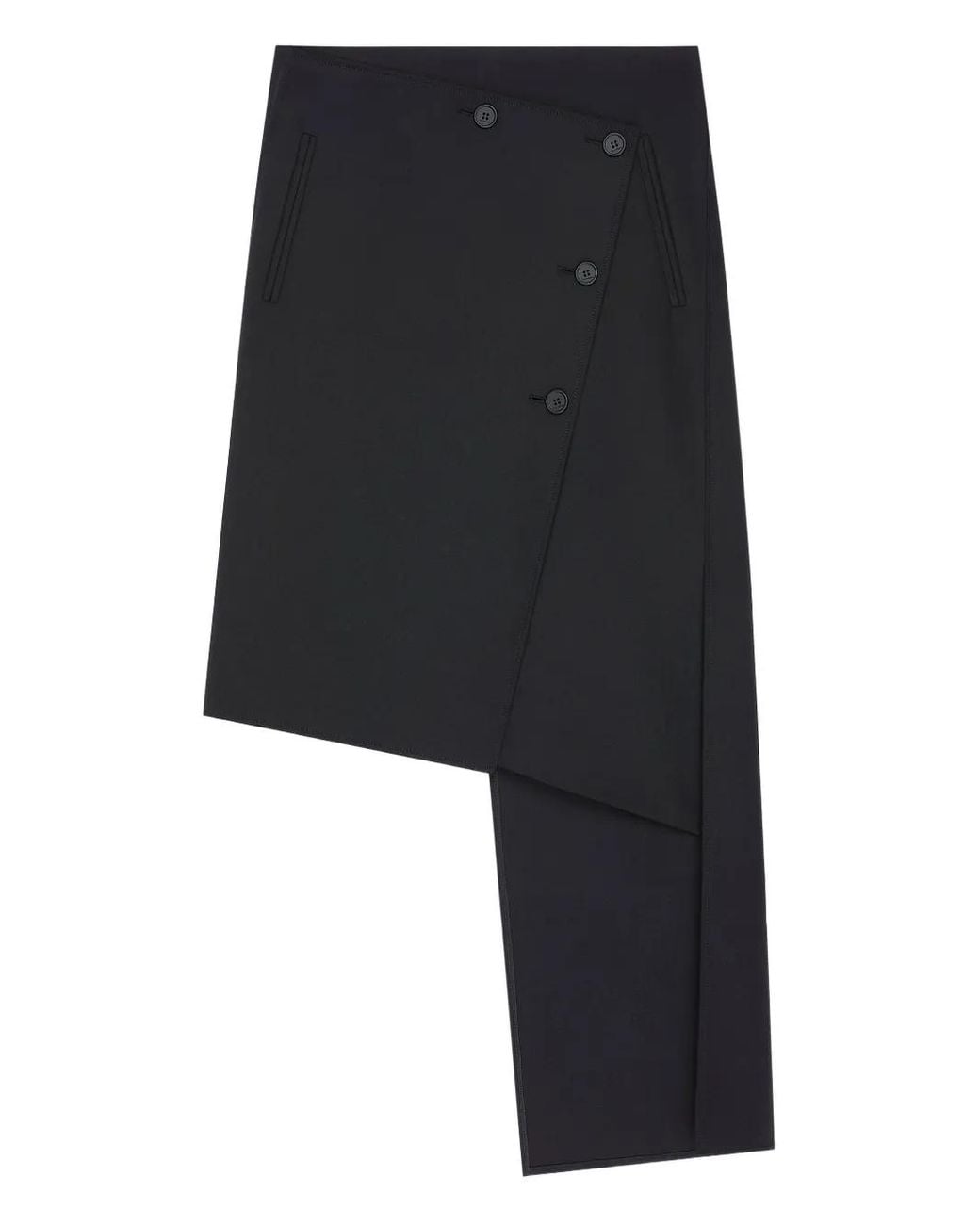 Courreges Black Oblique Midi Skirt With Inserts