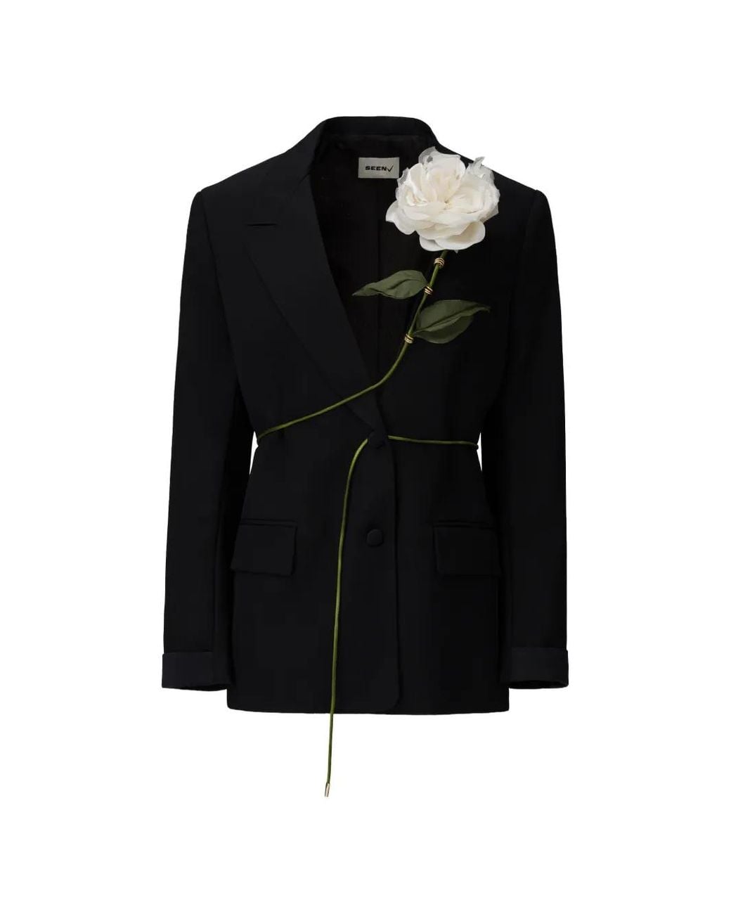 SEEN USERS Black Carnivorous Rose Blazer