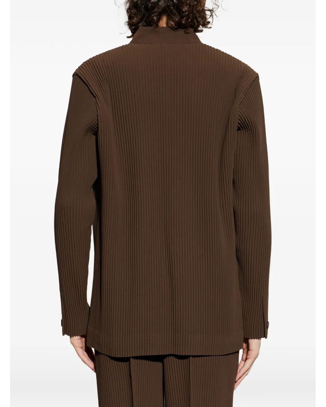 Homme Plissé Issey Miyake Brown Button Plissé Jacket for men