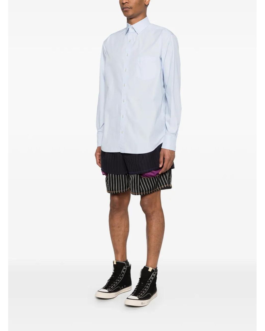 Kolor White Long-Sleeve Poplin Shirt for men