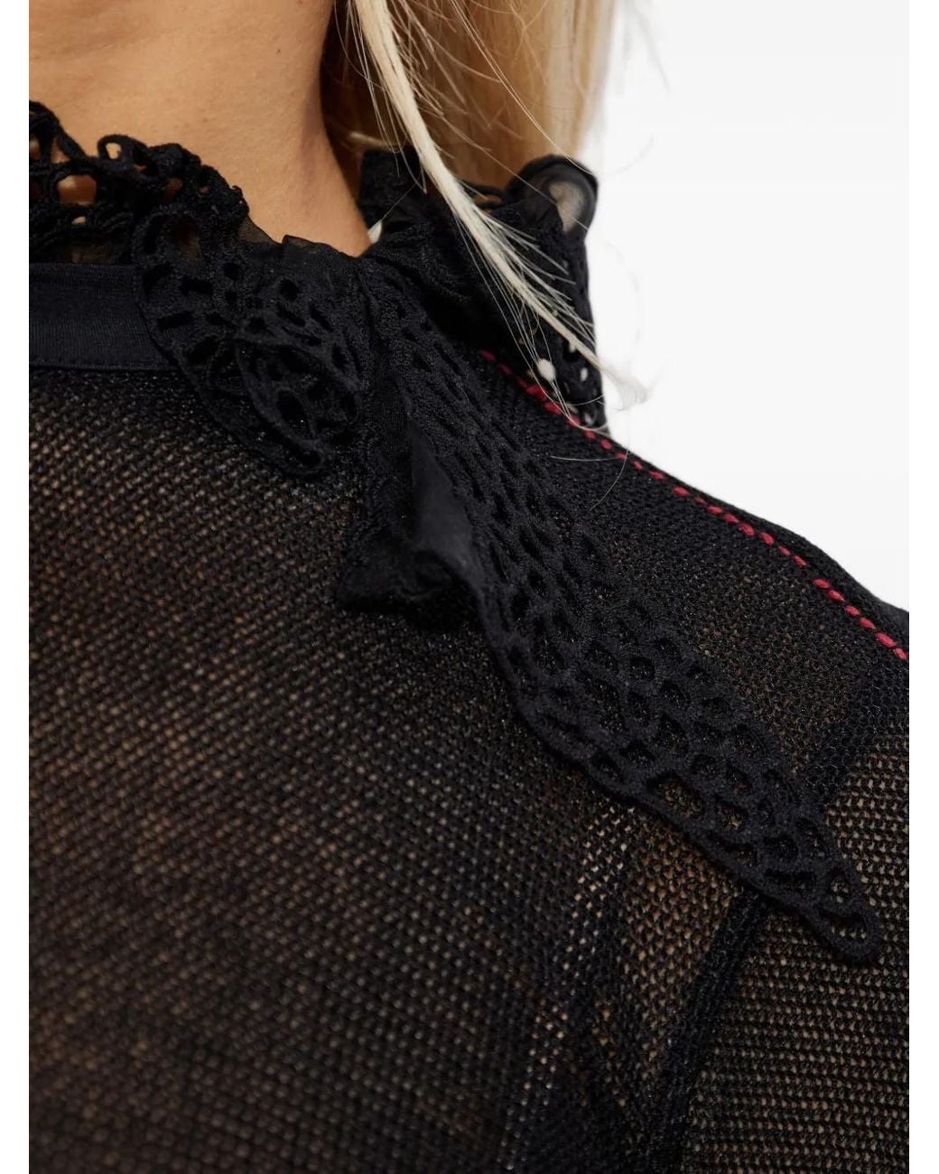 Isabel Marant Black Sarah Lace-Trim Top