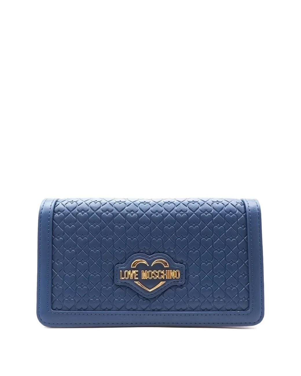 Love Moschino Blue Heart-Embossed Logo-Plaque Bag