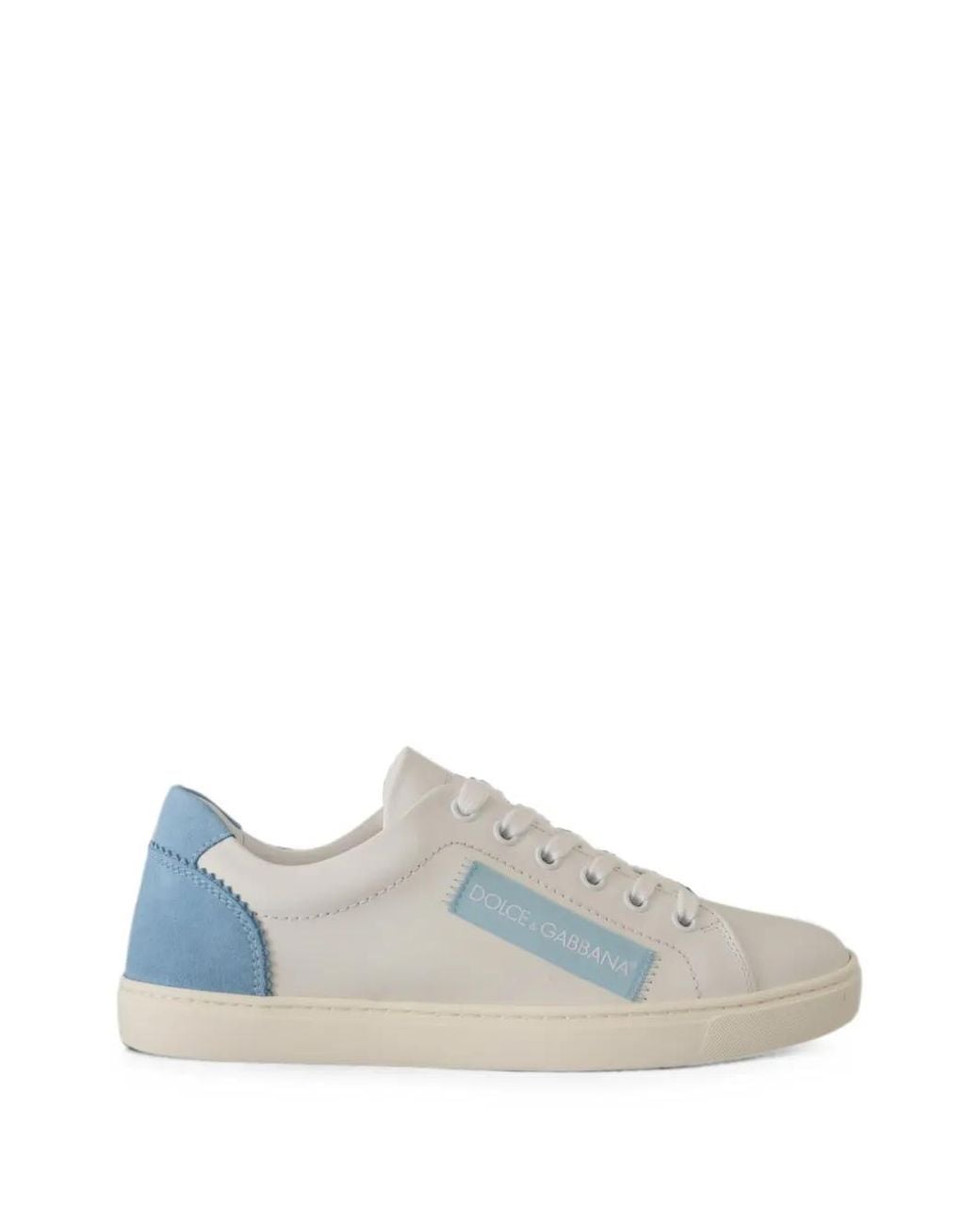 Dolce & Gabbana White Logo-Patch Leather Sneakers