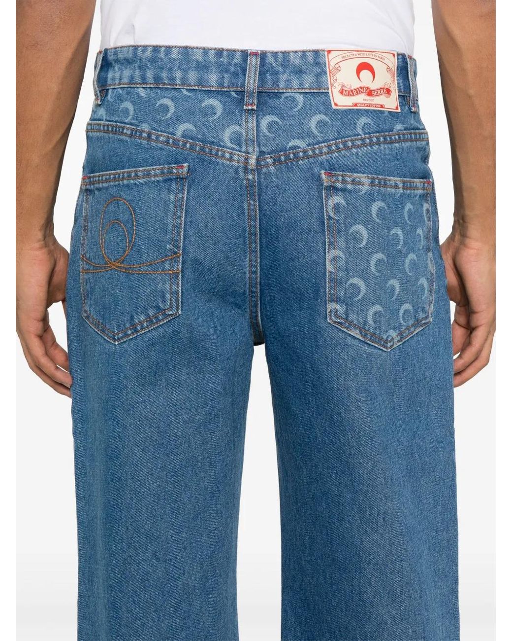 MARINE SERRE Blue Moon Laser Jeans for men