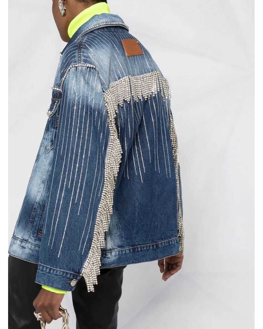 Philipp Plein Blue Crystal-embellished Denim Jacket