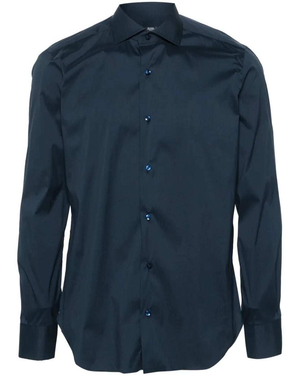 Barba Napoli Blue Spread-Collar Shirt for men