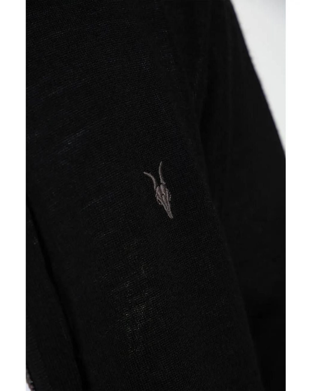 AllSaints Black Mode Ramskull-Embroidered Hoodie for men
