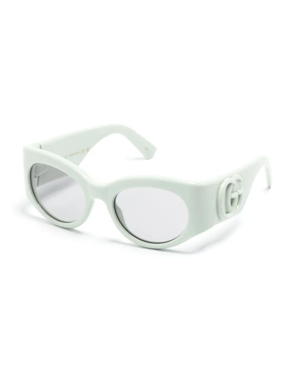 Gucci White Oval-Frame Sunglasses