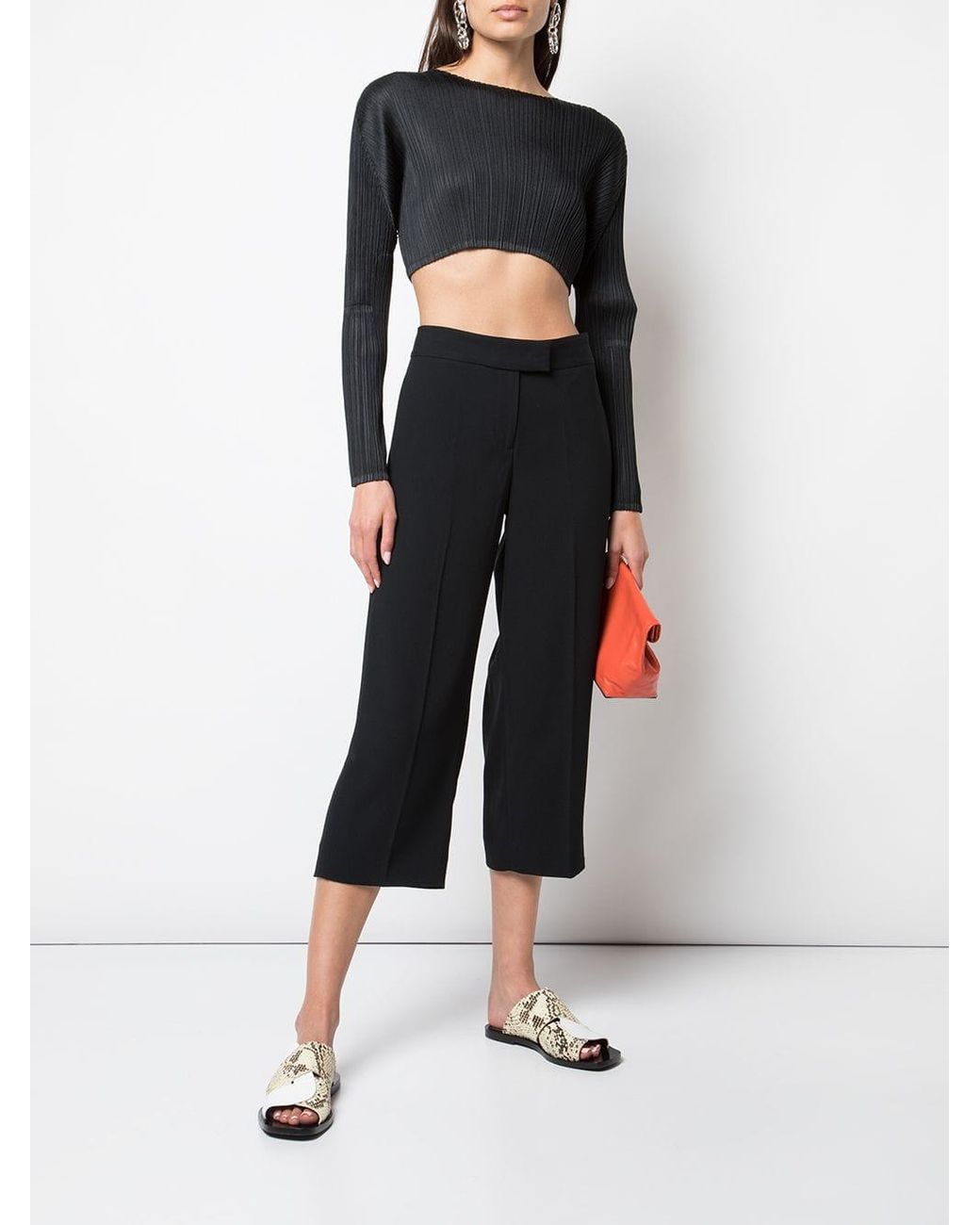 Pleats Please Issey Miyake Pleated Crop Top in Black | Lyst
