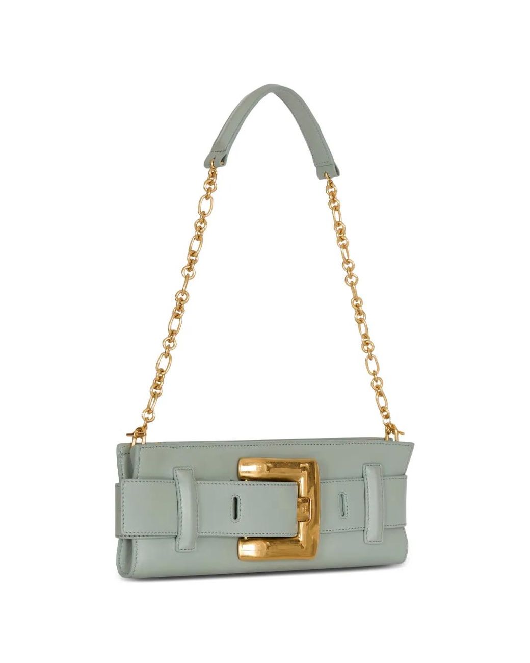 Balmain Green Anthem Calfskin Leather Clutch