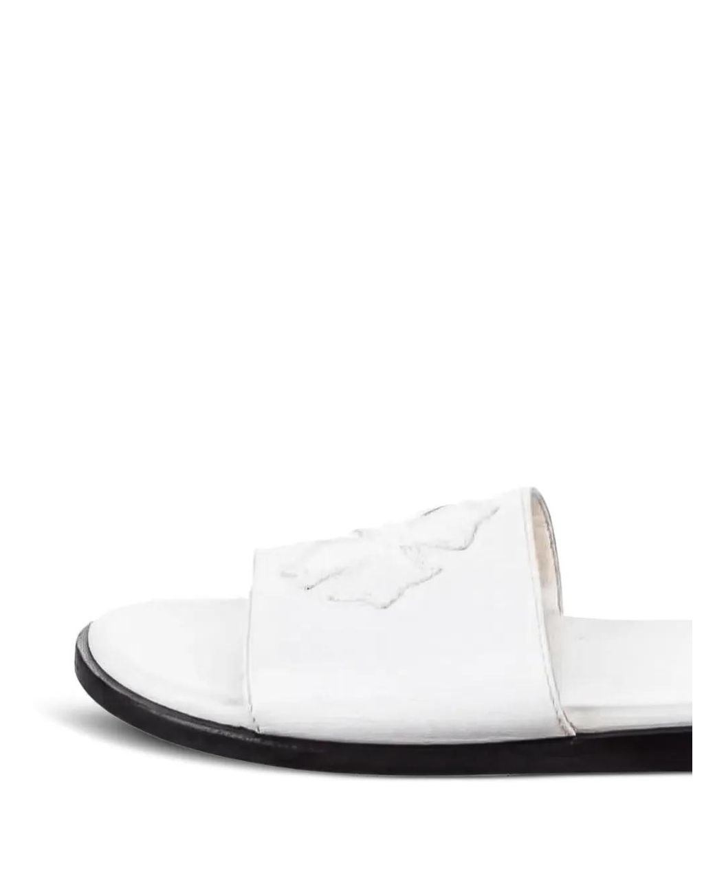 Chrome Hearts White Cross-Patch Leather Sandals for men