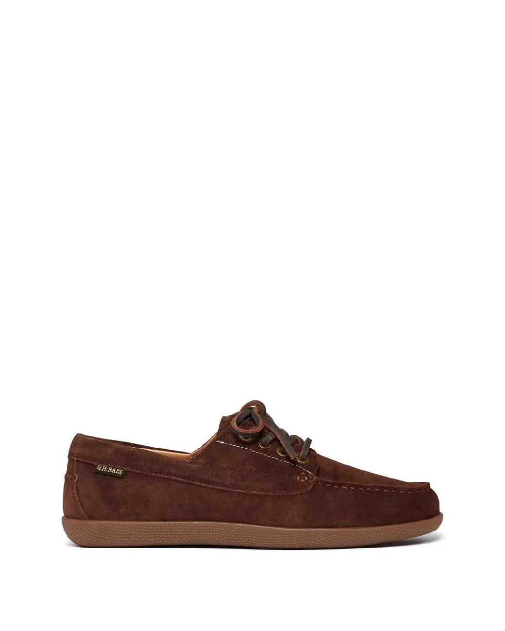G.H.BASS Brown Wilton Driver 4-Eye Lace-Up Boat Shoes for men