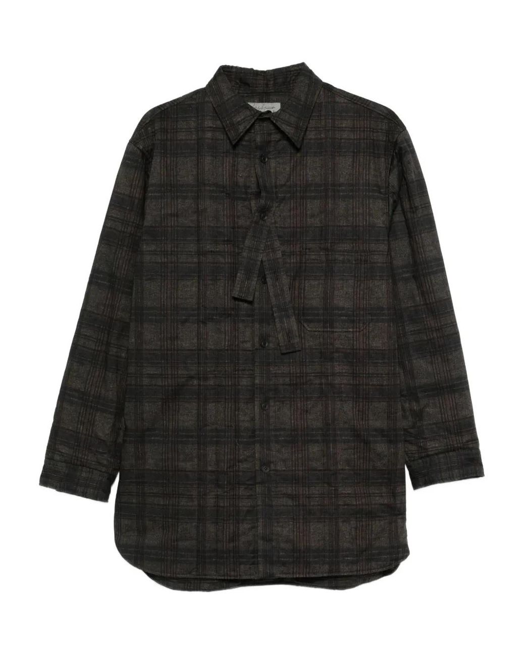 Yohji Yamamoto Black Plaid-Pattern Shirt for men