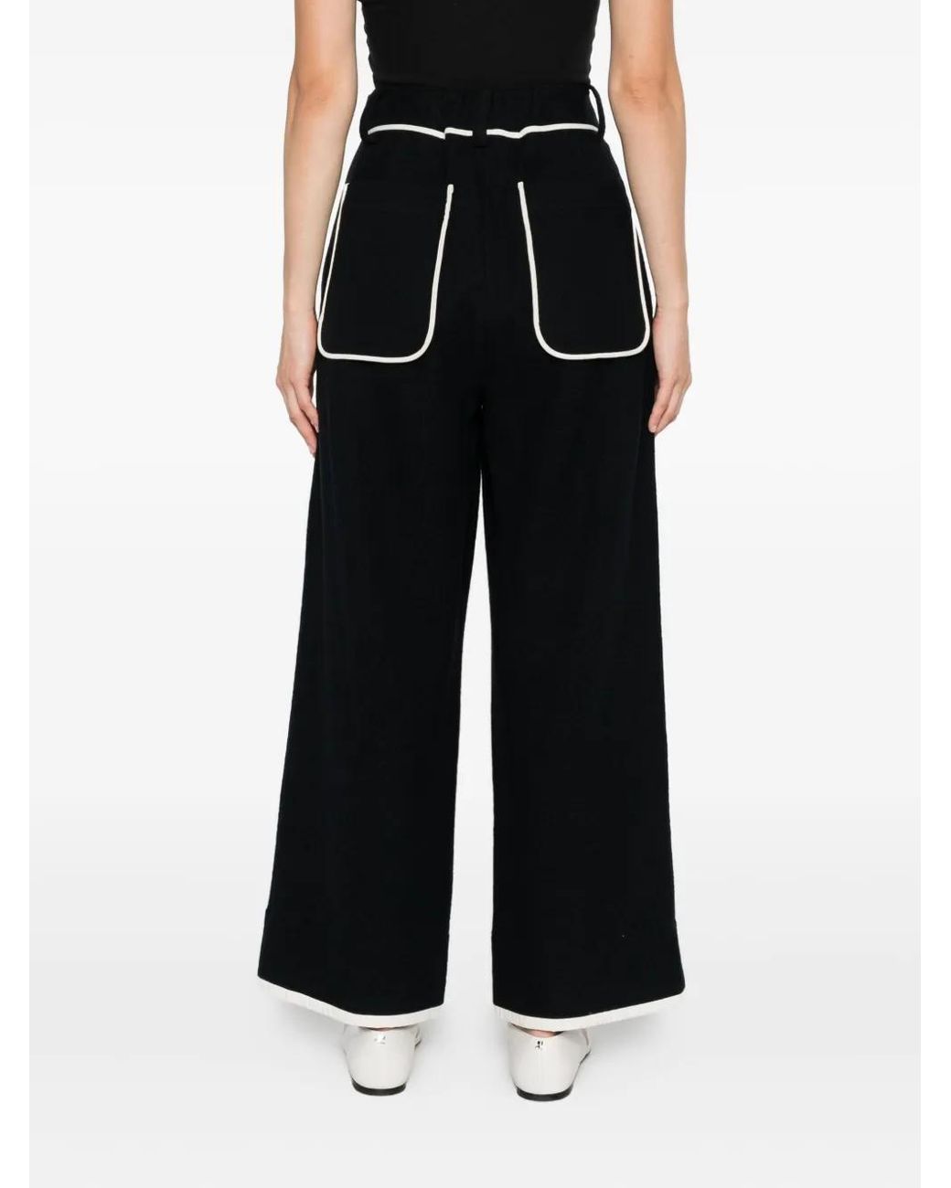 SOH Black Contrasting-Trim Trousers