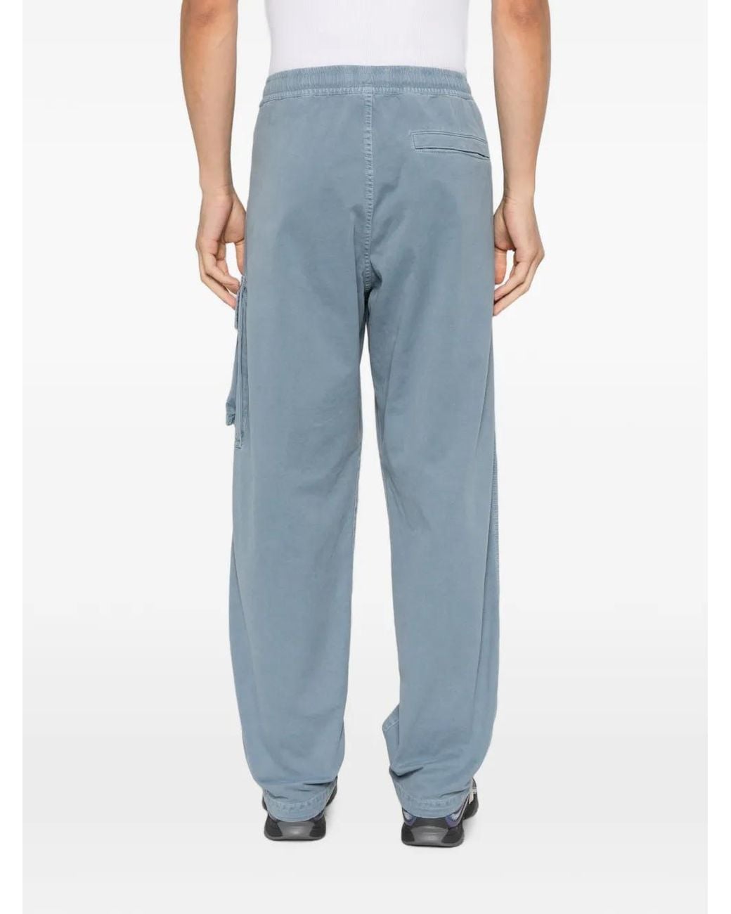 Stone Island Blue 3100036 Stretch Organic Broken Twill Cotton 'Old' Effect Sweatpants for men