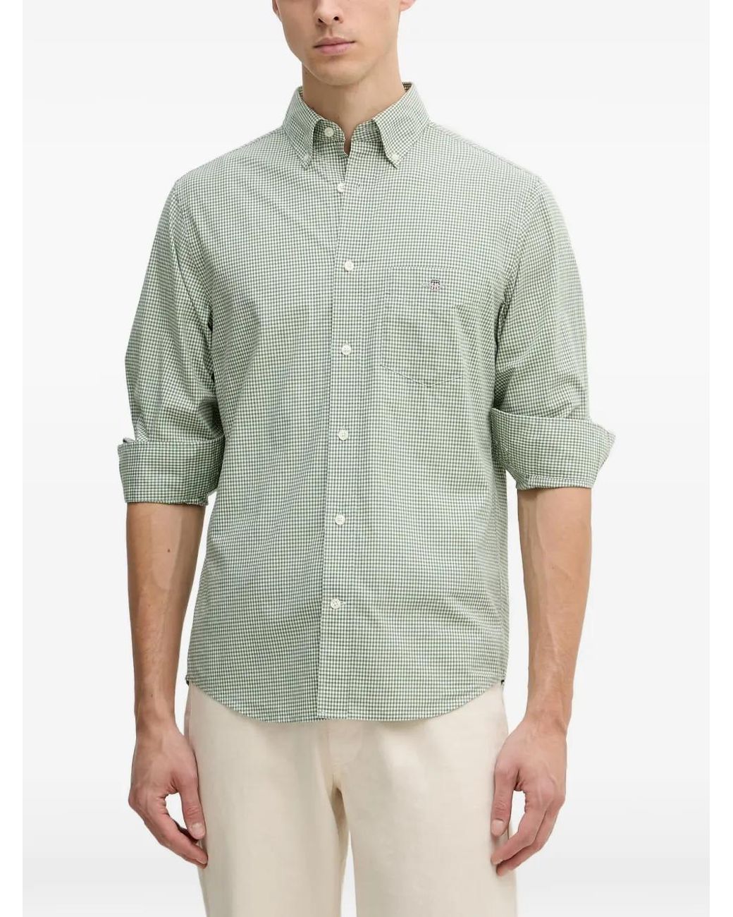 Gant Green Gingham-Check Button-Down Shirt for men