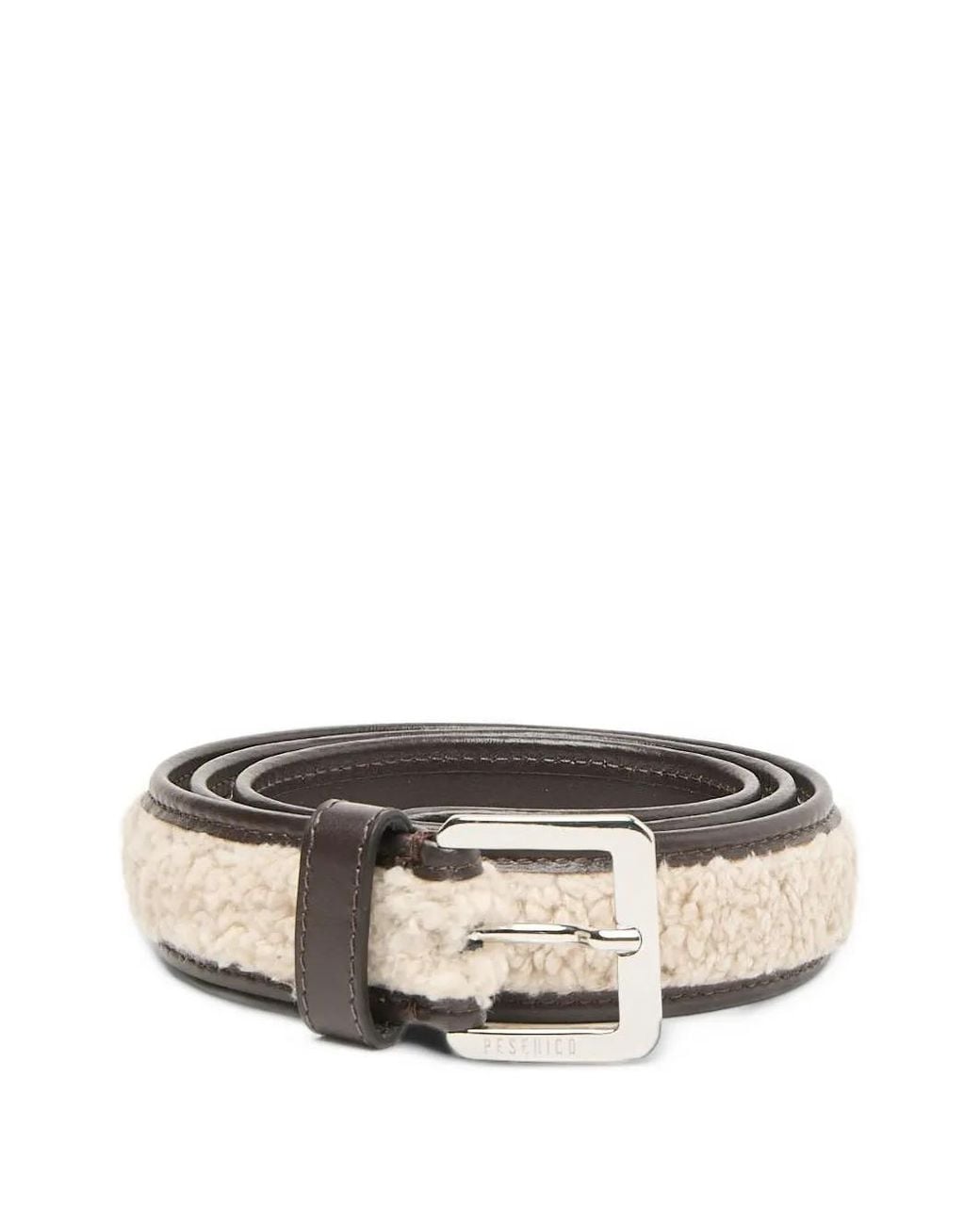 Peserico Brown Faux-Fur Leather Belt