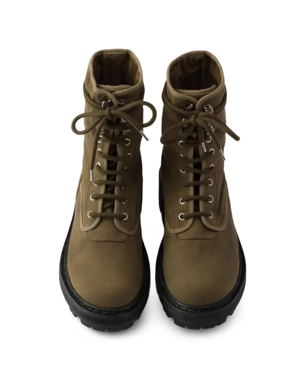 Prada Brown Schnürstiefel Mit Profilsohle