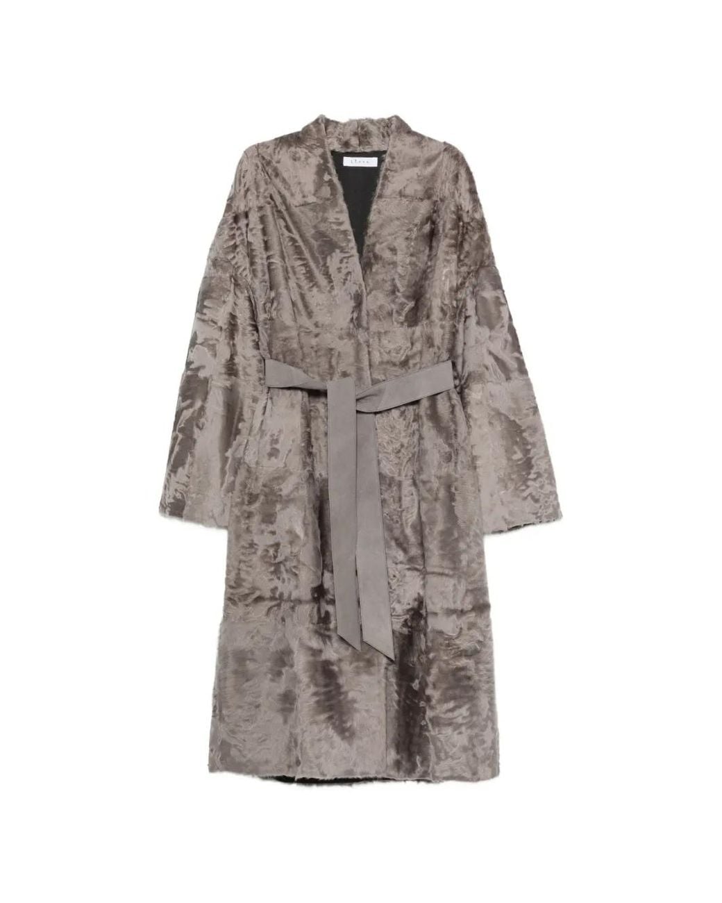 Liska Gray Long-Sleeve Belted Coat