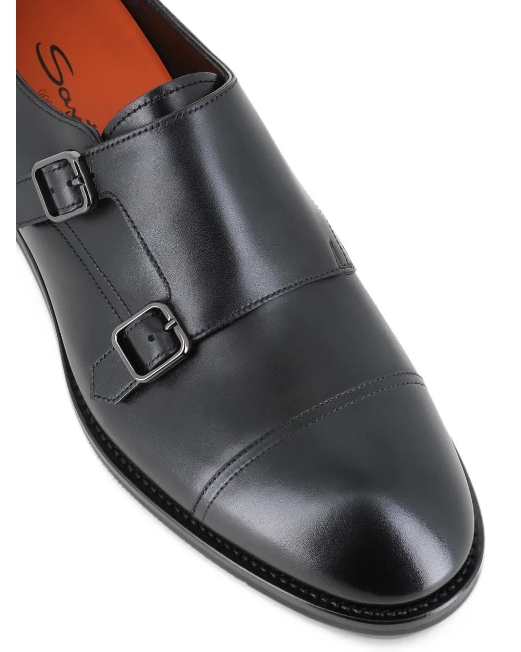 Santoni Gray Double-Strap Monk Shoes for men