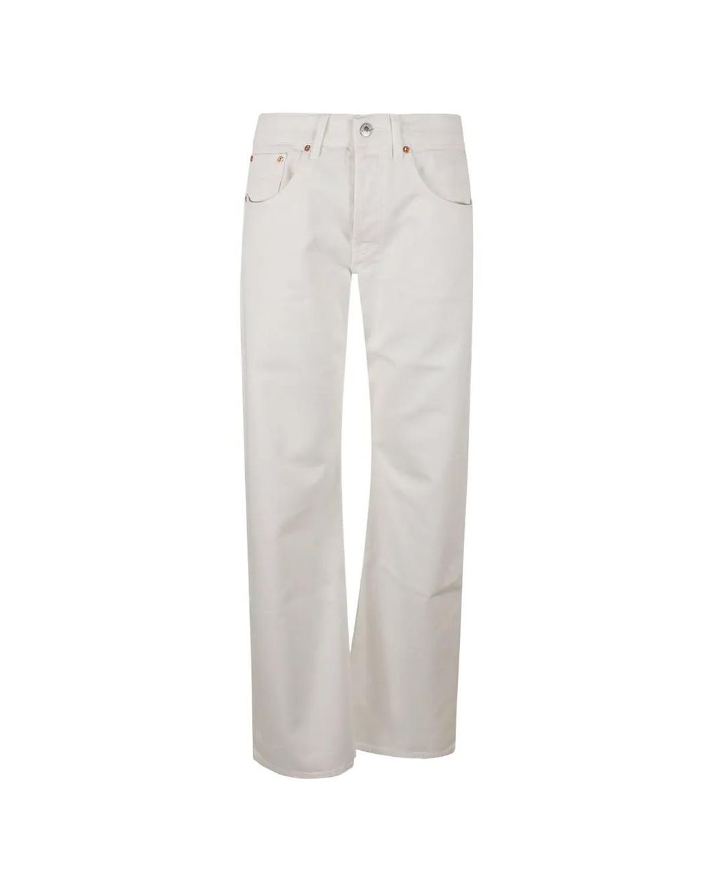 Donna Brasil White Jean Droit À Patch Logo
