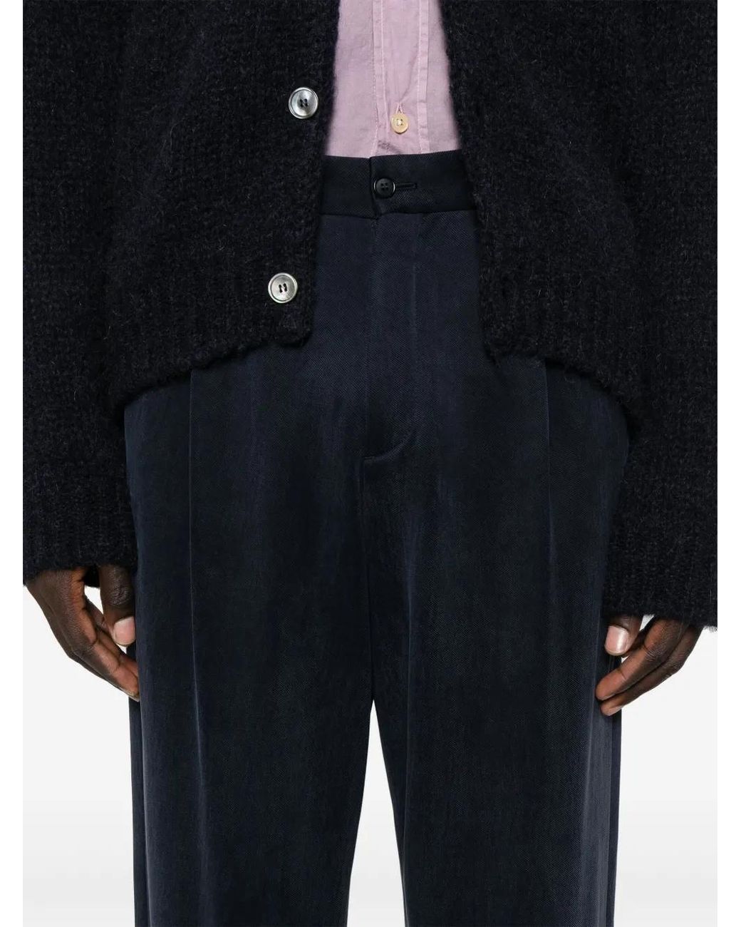 Giorgio Armani Blue Straight-Leg Jersey Trousers for men