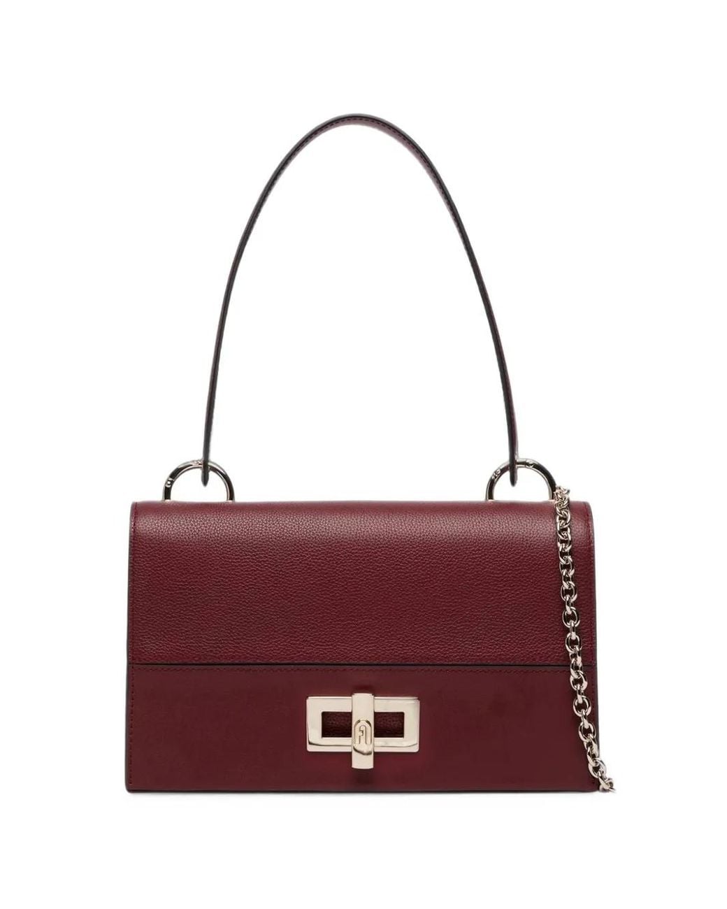 Furla Purple Grained-Leather Twist-Lock Shoulder Bag