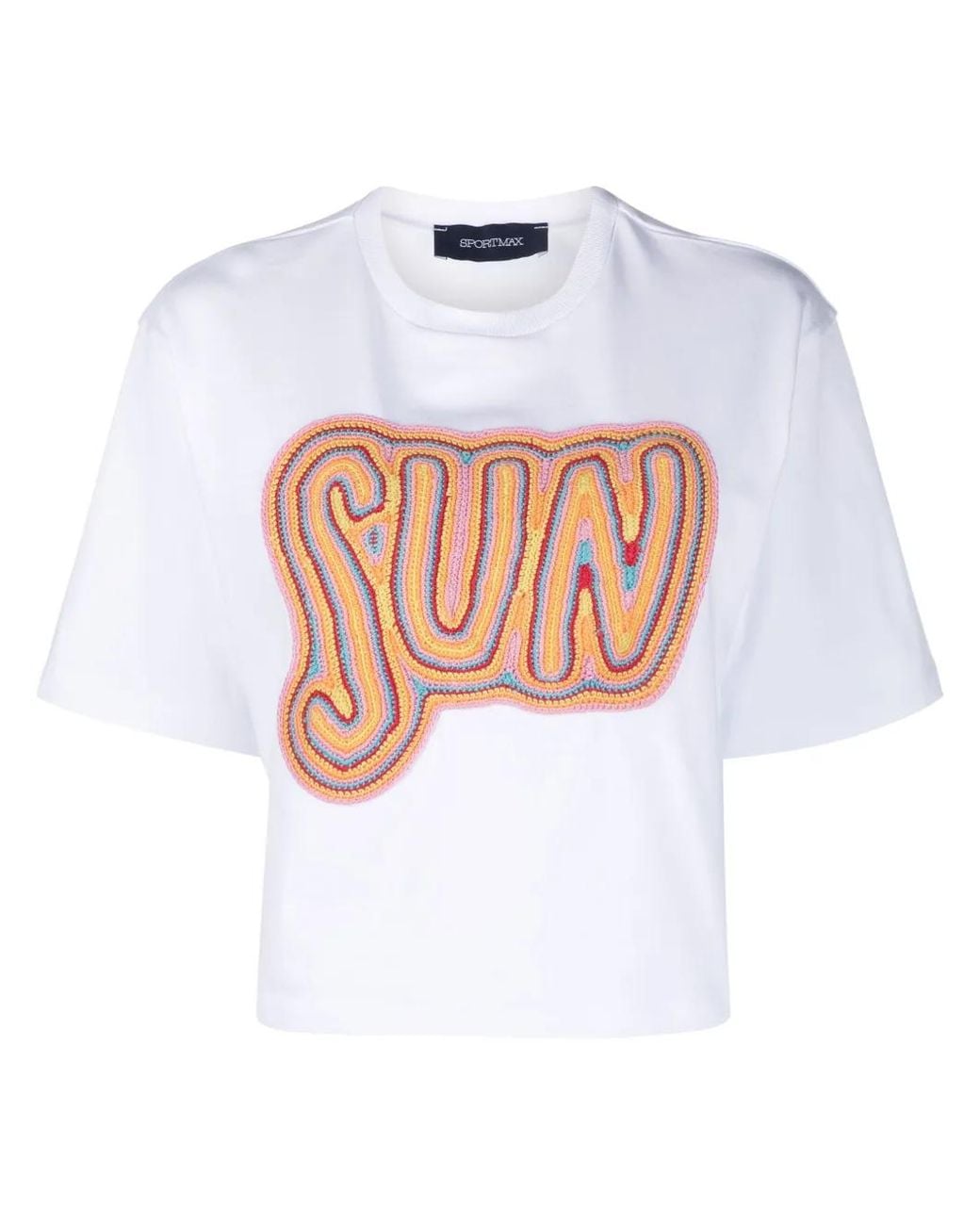 Sportmax White Crochet-Embroidered Cotton T-Shirt